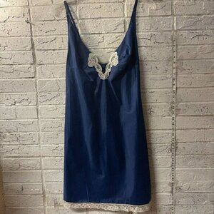 Vintage Gossard Artemis Blue Nylon Slip Dress with Lace Trim - Style 8175